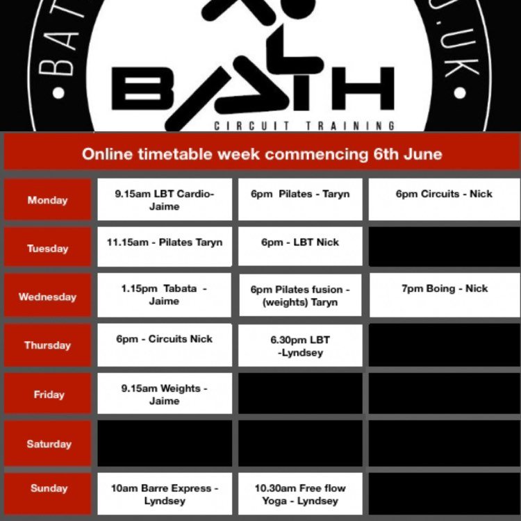 Bath circuti trainings online class schedule